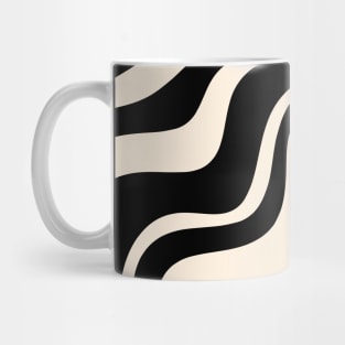 Retro Liquid Swirl Abstract Pattern Black and Almond Cream Mug